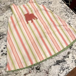 Custom English Bulldog Tank Dress 4T Pink, White and Green Stripe